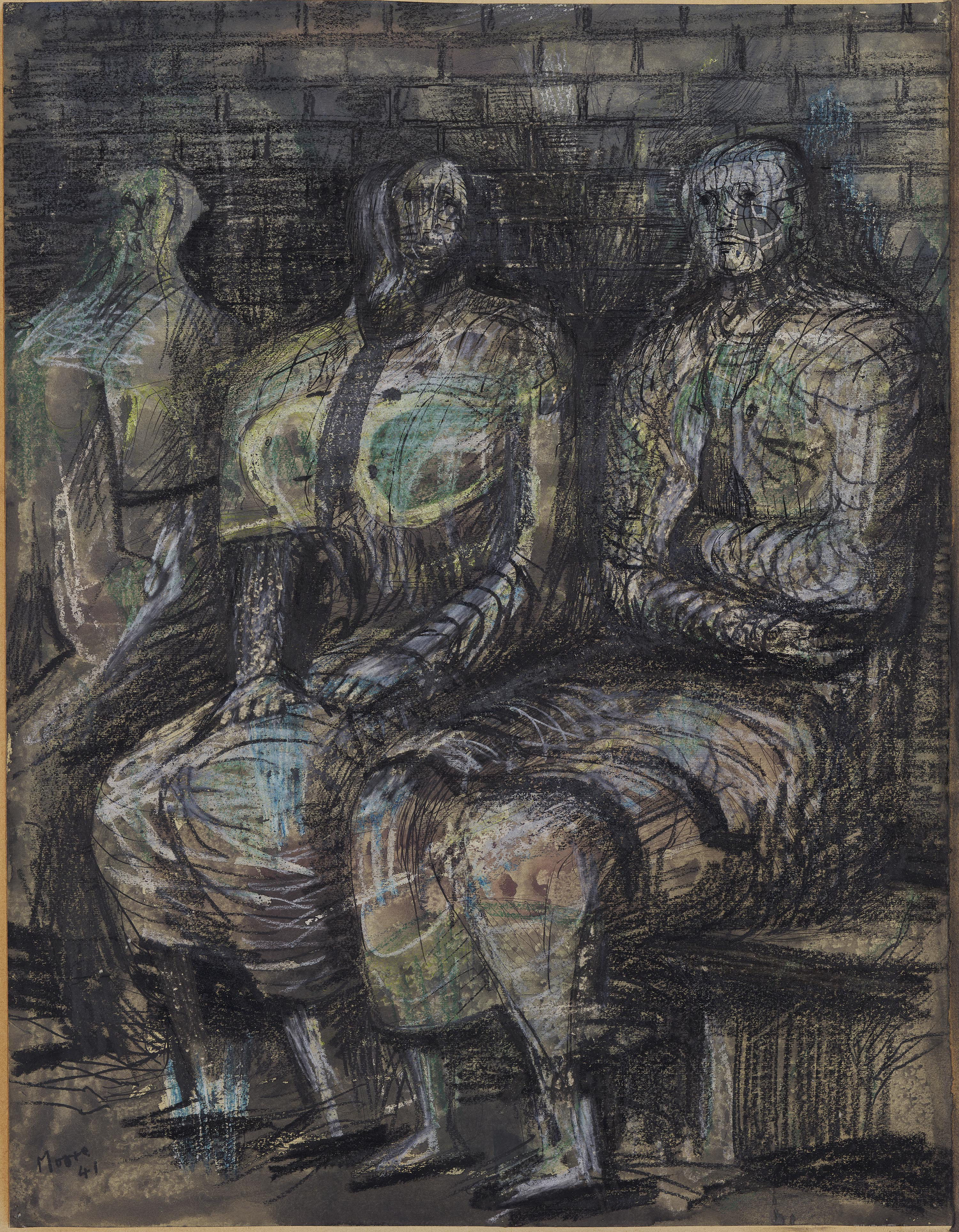 Henry Moore、INTERIOR SCENES、希少高級画集画 Three Seated Figures - Moore, Henry. Museo Nacional Thyssen